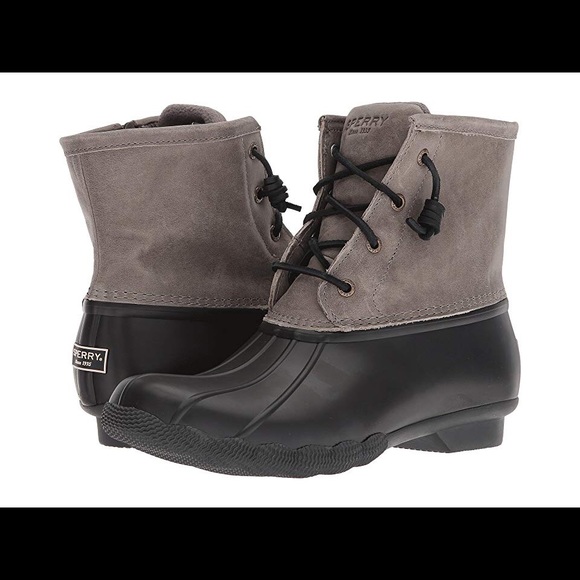 grey sperry saltwater duck boots
